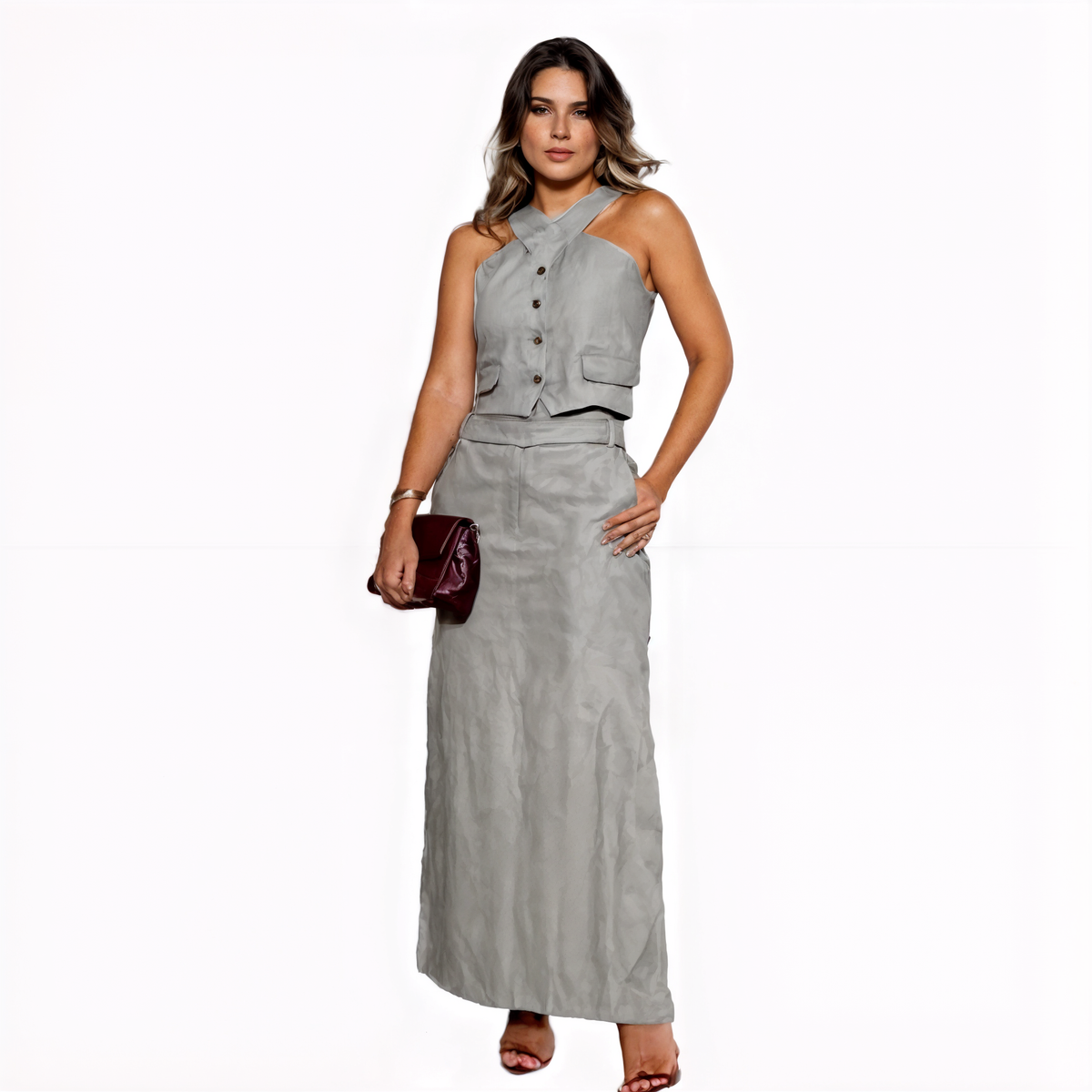 Conjunto Feminino Saia e Colete Amélie