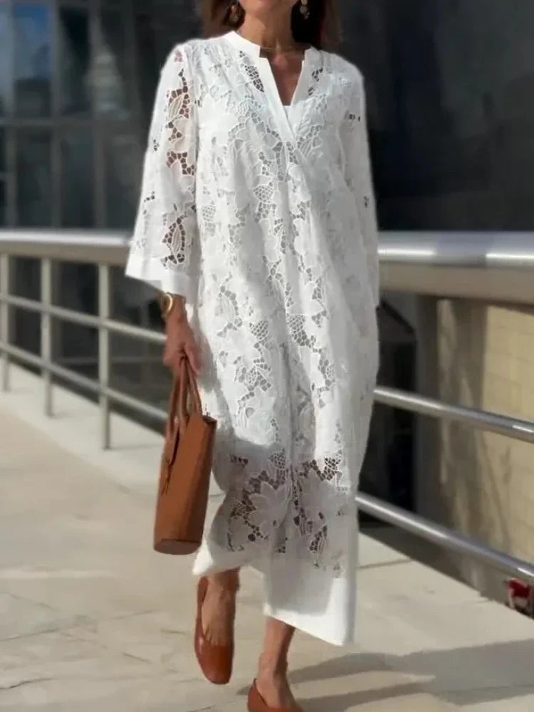 Vestido Feminino Longo Bordado Laís