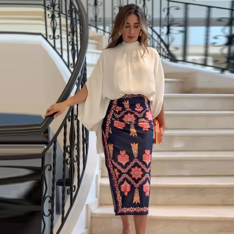 Conjunto Feminino Blusa e Saia Noelle