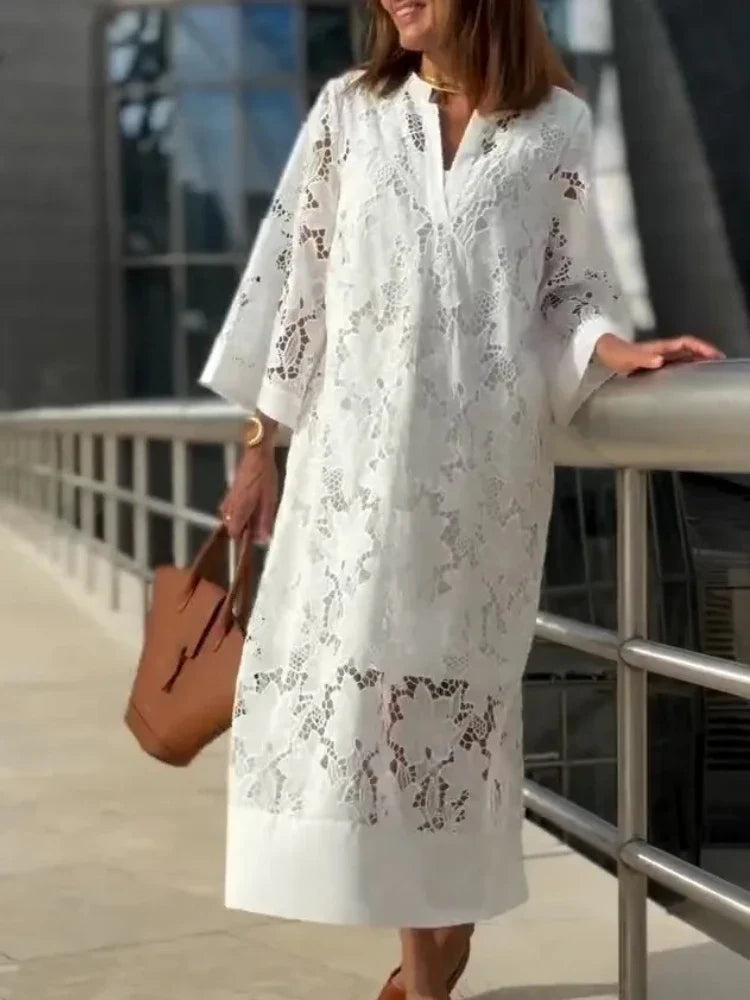 Vestido Feminino Longo Bordado Laís