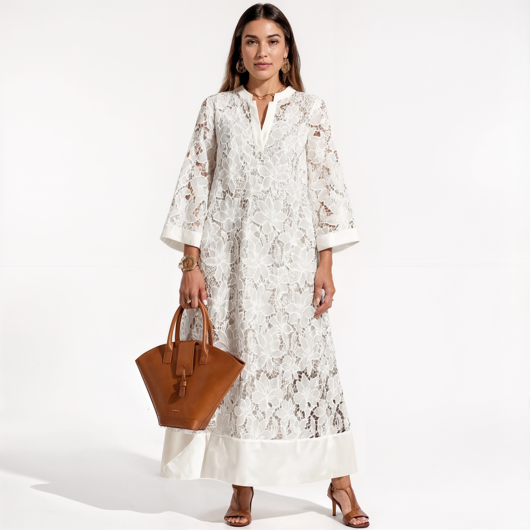 Vestido Feminino Longo Bordado Laís